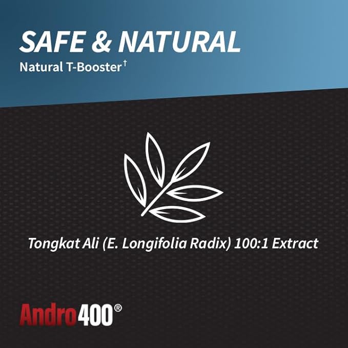 Andro400 Natural T Booster Supplements for Men – Traditional Tongkat Ali (Eurycoma Longifolia) 100:1 Extract – Herbal Formula for Energy Stamina &amp Metabolic Support – 1 Pack 60 Capsules