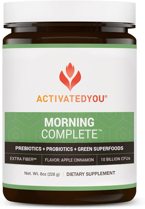 ACTIVATEDYOU Morning Complete Daily Wellness Drink with 10 Billion CFUs Prebiotics Probiotics and Green Superfoods 30 Servings Apple Cinnamon + Citrus Flavor Bundle