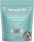 StrengthMD Physician Formulated Protein + Fiber Shake for GLP-1 Support | 24g Protein Grass-Fed Whey 4g Fiber &amp Digestive Enzymes Low Carb No Added Sugar Vanilla 1.72 lb