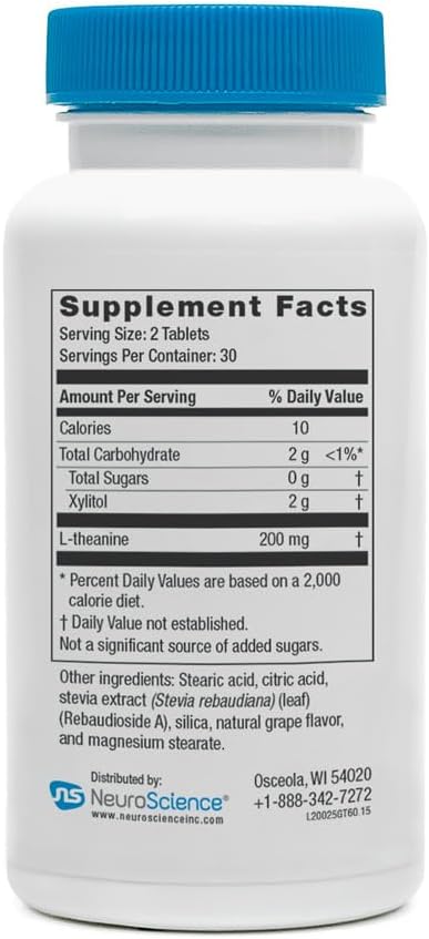 Neuroscience GABA Trex - Chewable GABA &amp L-Theanine Supplement and Calm Aid for Rest Relaxation and Stress Support - Vegan Sleep Aid Tablets - Grape Flavored (60 Tablets)