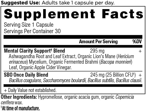Ancient Nutrition Probiotics for Mental Clarity Once Daily Probiotics 30Ct Helps Promote Mental Clarity and Concentration Supports Healthy Energy and More Restful Sleep 25 Billion CFUs*