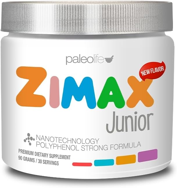 ZIMAX Junior Super ANTIOXIDANT for Children and Adolescents Between 4 and 16 Years - 100% Natural with Vitamin c Magnesium and Vitamin d3 - High Absorption Curcumin Ginger + Minerals