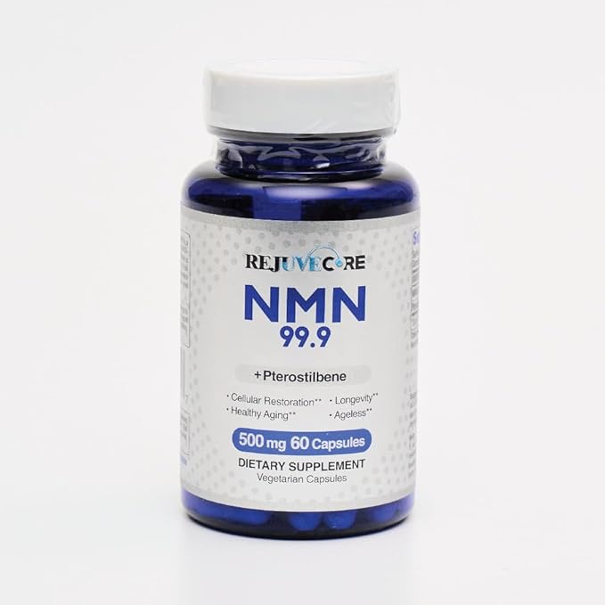 nmn Supplement Pure 99.9% NMN (60 Capsules 500mg) - 250mg NMN + 250mg Pterostilbene. 4X More Powerful Than Resveratrol Mix