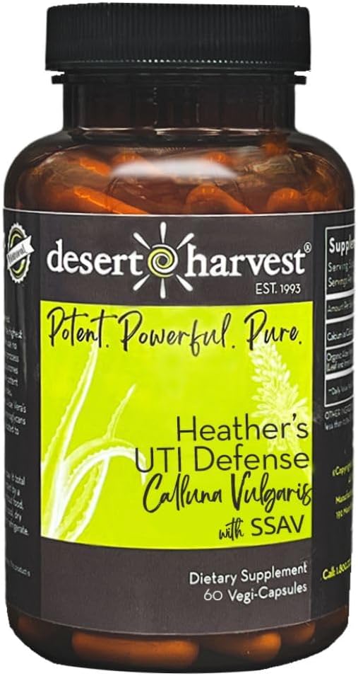 Desert Harvest Heather’s UTI Defense – Botanical Urinary Tract Support Supplement with Calluna vulgaris &amp SSAV Aloe Vera – 60 Capsules (Plant-Based Vegan Daily Use)