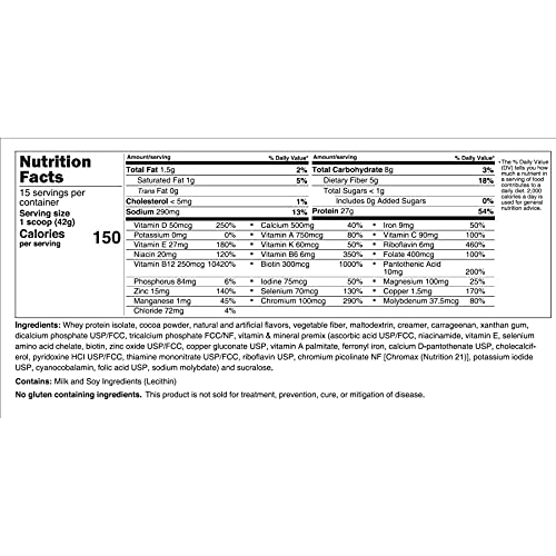 Protein ONE Complete Meal Replacement with Multivitamin Calcium &amp Iron by BariatricPal - Double Chocolate Fudge (15 Serving Tub)