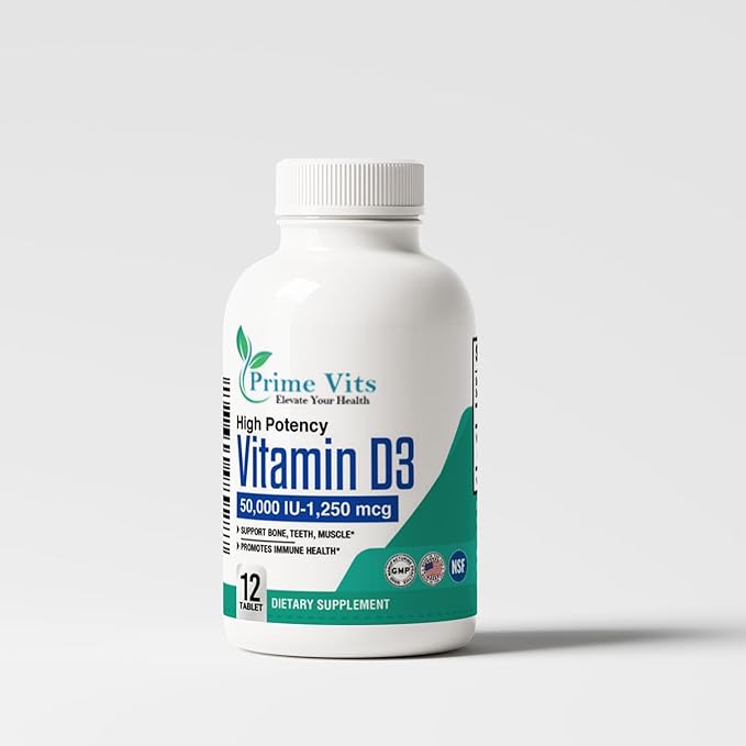 High Potency Vitamin d3 50000 iu - Essential for Bone Muscle and Immune Health - (12 Tablet)