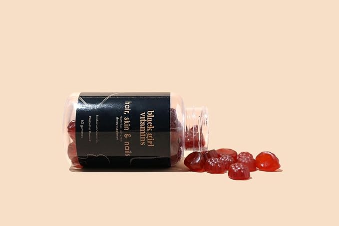 Black Girl Vitamins - Hair Skin and Nails Gummies with Biotin (6000 mcg) Zinc Gelatin Free Vitamin A and Vitamin E - Gluten-Free. Made in The USA (Passion Fruit 60 Count) 30 Day Supply