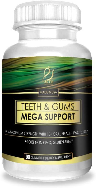 Actif Teeth and Gums Mega Support Oral Probiotics Supplement for Mouth and Dental Multivitamin Supplement 90 Gummies