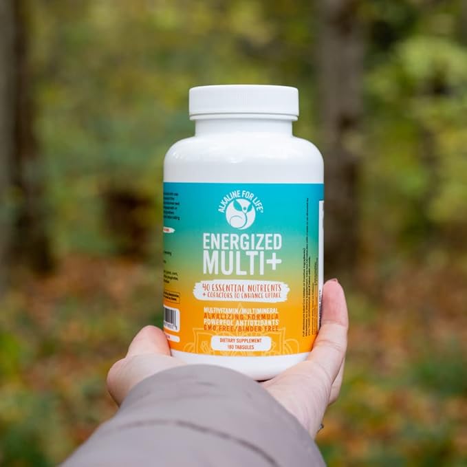 Energized Multi - Potent Multivitamin with 40 Fully Bioavailable Nutrients B Complex Vitamins Vitamin D Vitamin C Vitamin K Zinc Quercetin Calcium Magnesium in Alkalizing Forms - 180 tabs
