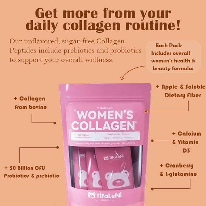Naturally-Sourced Hydrolyzed Bovine Collagen Powder with 50B CFU Probiotics Prebiotics &amp Vitamin D3 – Hair Skin Nail &amp Joint Support Gut-Friendly Collagen Supplement for Women