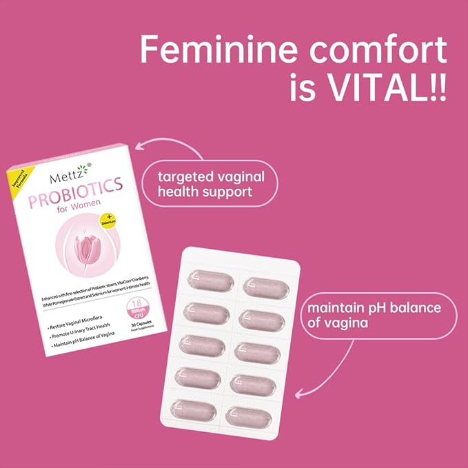 Vaginal Women Probiotic pH Balance with Prebiotics &amp Lactobacillus Probiotic Blend - Women's Vaginal Health Supplement - Promote Healthy Vaginal Odor &amp Vaginal Flora 30 Capsules