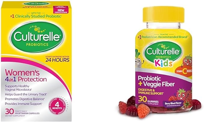 Culturelle Women's Probiotics for Digestive &amp Immune Health + Kids Probiotic Gummies for Digestive &amp Immune Support 30 Count