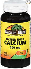 Nature's Blend Oyster Shell Calcium 500 mg Tablets - 100 ct Pack of 3