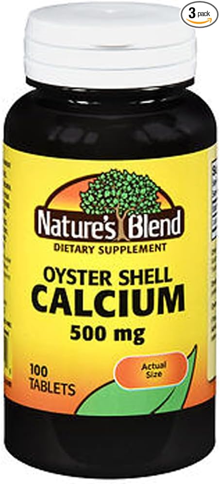 Nature's Blend Oyster Shell Calcium 500 mg Tablets - 100 ct Pack of 3