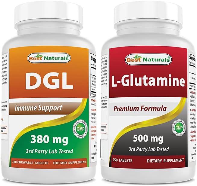 Best Naturals DGL Chewable 380 mg &amp L-Glutamine 500 mg