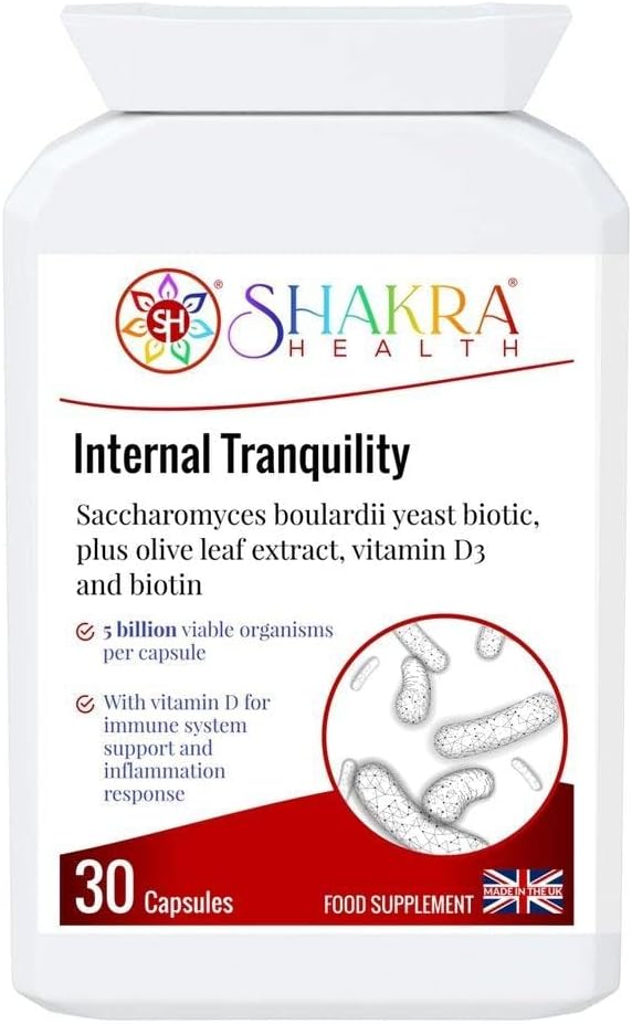 Internal Tranquility Saccharomyces Boulardii Probiotic Yeast Support 30 Capsules for Immunity Inflammation &amp Mucous Membrane. for Healthy Gut Blood Calcium Bones Muscle Teeth &amp Organs