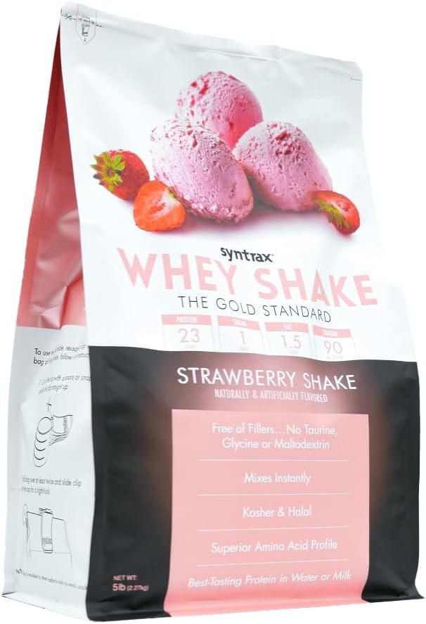 Syntrax Nutrition Whey Shake Cold Filtered &amp Undenatured Whey Protein Powder Blend Strawberry Shake 5 lbs