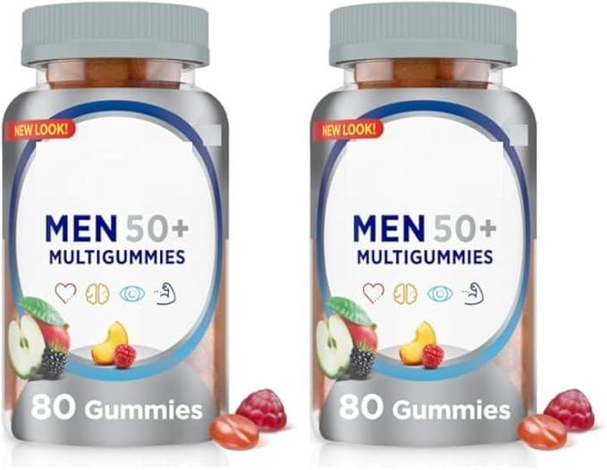 SEDLAV (2 Pack) Multigummies Mens 50 Plus Gummy Vitamins Multivitamin with Vitamin A B C &amp D Fruit 80 Count Sticker