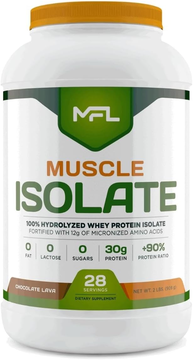 MFL 100% Pure Isolate Protein 2 lbs l 30g of Protein l 12g Amino Acids l Keto Friendly l Low Carbs | 28 Servings (Chocolate Lava)
