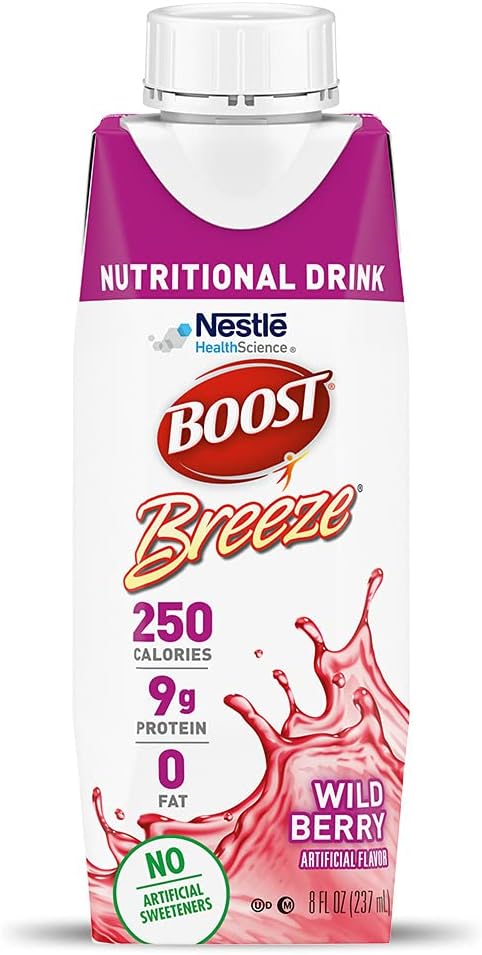 BOOST Breeze Clear Nutritional Drink 9g Protein 250 Nutrient-Rich Calories Wild Berry (Pack of 24) &amp Orange (Pack of 24)