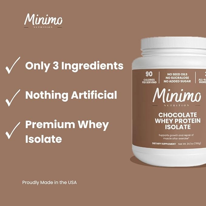 Whey Isolate Protein Powder Only 3 Ingredients Whey Protein Isolate No Seed Oils No Added Sugar No Sucralose 1.51 lbs (1.54 Chocolate)