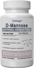 Superior Labs D-Mannose 500 mg Pure Non-GMO Optimal Absorption Prebiotic Urinary Tract Bladder &amp Kidney UTI Support Digestive &amp Liver Health Aid IC Relief for Women &amp Men 120 Veg Cap