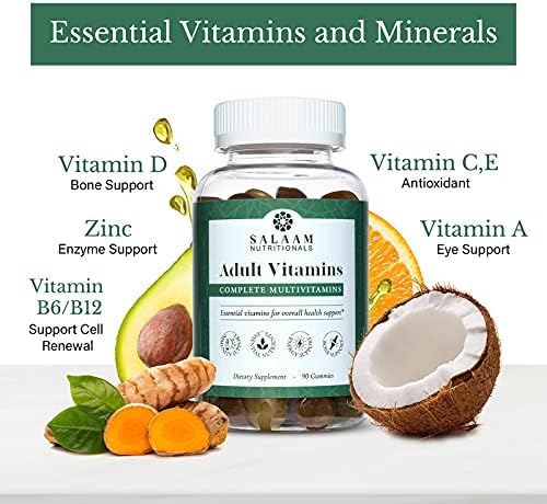 Salaam Nutritionals - Adult Multivitamins Vitamin Gummies for Women and Men Multivitamins for Adults with 11 Essential Vitamins and Minerals 90 Count 2 Packs