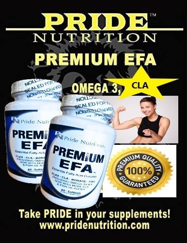 Pride Nutrition Premium EFA Omega 3-6-9 Supplement for Men and Women 5 in 1 - EPA DHA GLA ALA &amp CLA Essential Fatty Acids with Fish Oil - Softgel Pills