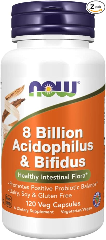 NOW Foods: 8 Billion Acidophilus &amp Bifidus 120 Veg caps (2 Pack)