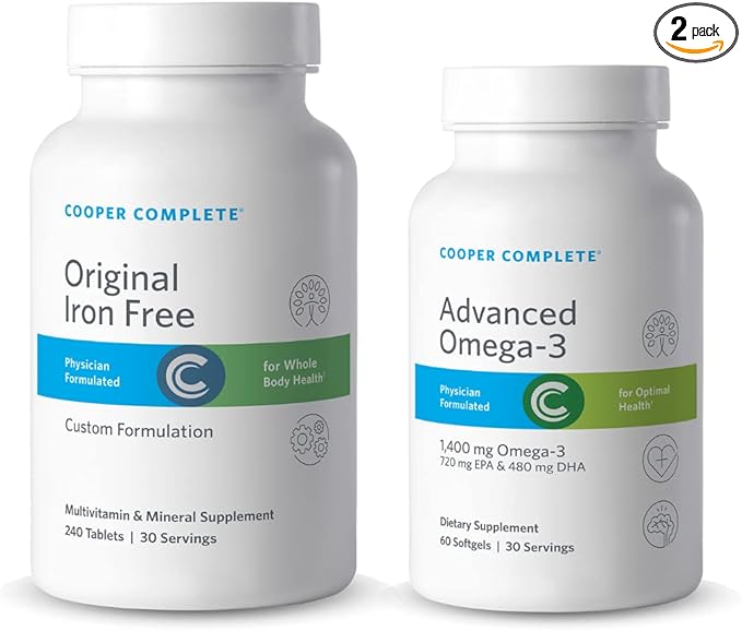 Cooper Complete - Original Multivitamin Iron Free and Advanced Omega-3 - Daily Multivitamin and Mineral Supplement Plus Fish Oil Supplement - 30 Day Supply