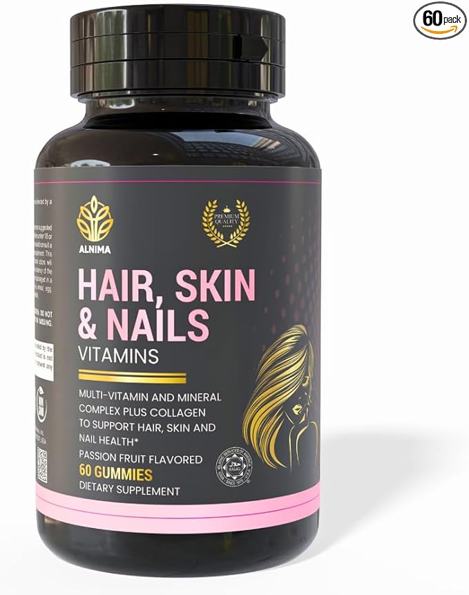 Halal Hair Skin &amp Nails Gummies with Collagen &amp Biotin – Beauty Support for Women | 60 Gummies – Halal Certified Non-GMO Made in USA