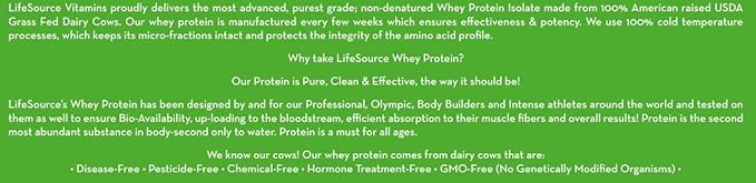 LifeSource Vitamins 1.1 lb Grass Fed Whey Protein Isolate - Creamy French Vanilla w/Stevia