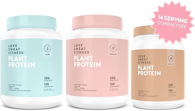 Love Sweat Fitness Organic Vegan Protein Powder for Women | 23g Plant Protein | No Bloat No Chalk | Peanut Butter | Gluten Free Non-GMO | 14 Servings