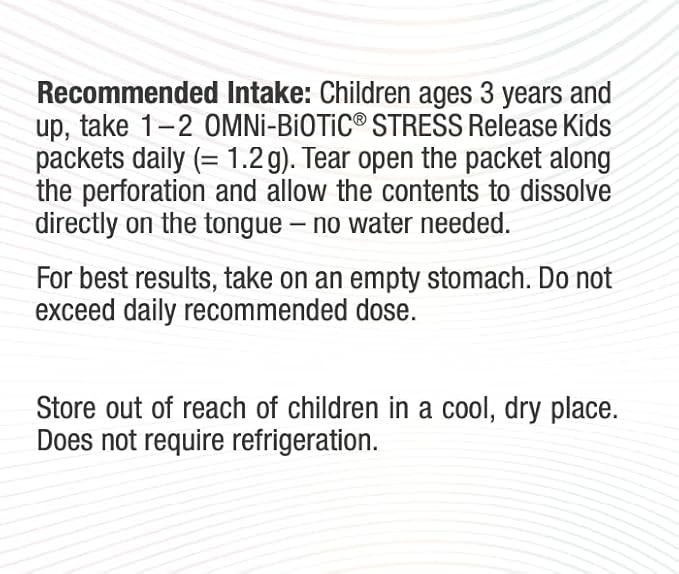 Omni-Biotic Stress Release Kids Probiotic – Science Backed Kids Probiotic Supplement for Digestion Emotional Balance &amp Stress Resilience – Fast-Melt Powder (28 Daily Packets)
