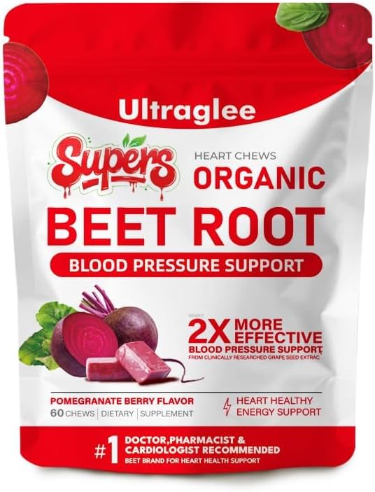Beet ChewsBeetsroot Heart Nitric Oxide Support Soft Beets Heart ChewsGrape Seed Extract &ampBeet Root Powder Energy Supplement60 (Pomegranate Berry Flavor)