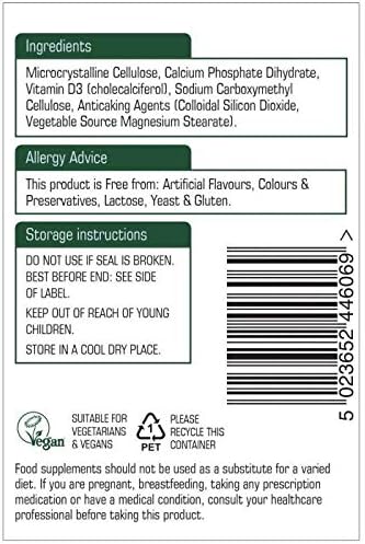 Natures Aid Vegan Vitamin D3 1000iu (25ug) 60 Tabs - 6 Pack