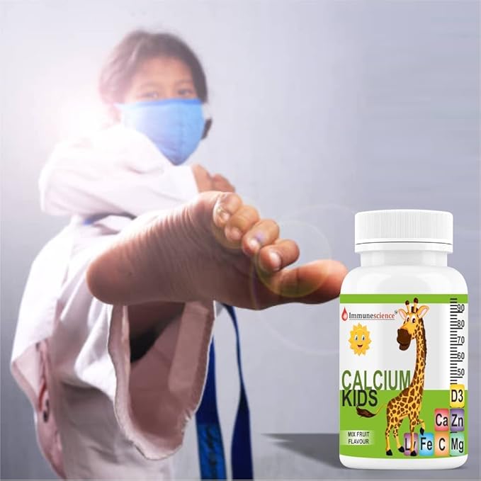Verem Calcium for Kids with Vitamin D3 (VIT d) Magnesium Zinc Supplement Vitamin C L-lysine Multivitamin for Kids Strong Bones Immunity Growth &amp Development- 120 Tablets (Pack of 4)