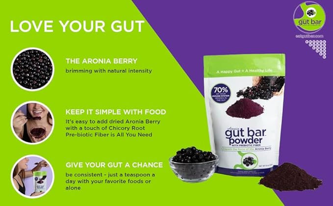 Aronia Powder | Aronia Berry Powder from Black Chokeberry Plant | 52 Servings | Supports Digestion and Gut Health | Made with Organic Aronia Berries | Black Chokeberry Supplement