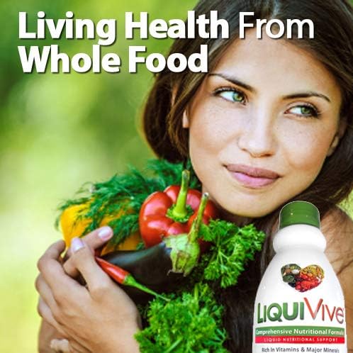 LiquiVive Liquid Vitamins Mega Nutrition | Vegetarian Daily Multivitamin Balance Immune Support Booster Superfood of Nature | Vitamin C D3 A B12 E K | 99.9% Vegan Non-GMO Gluten Free 32 fl oz