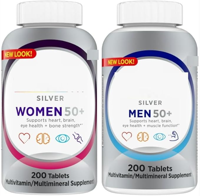 SEDLAV Silver Mens &amp Womens 50 Plus Vitamins Bundle Pack Multivitamin Supplement 200 Count. Sticker
