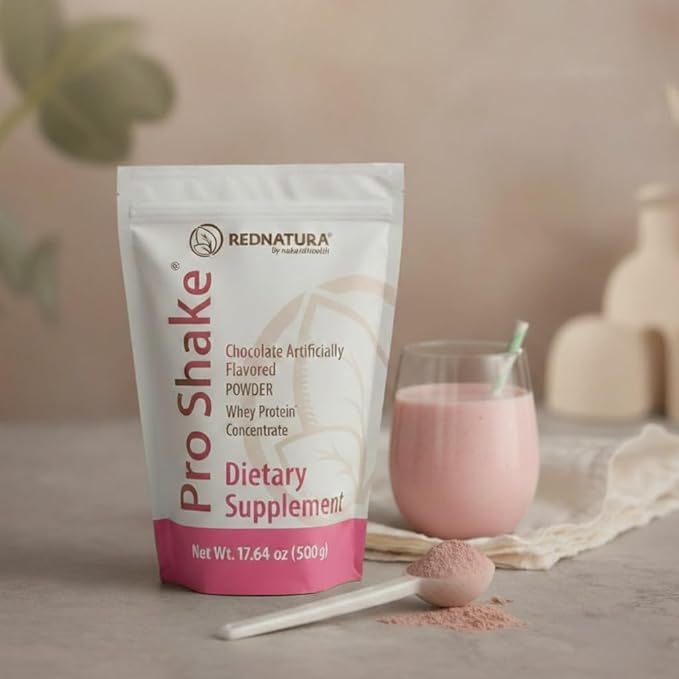 Pro Shake by RedNatura – Chocolate Whey Protein Powder | Nutritional Supplement for Energy Muscle Support &amp Daily Nutrition – 17.64 oz (500 g) (Strawberry)
