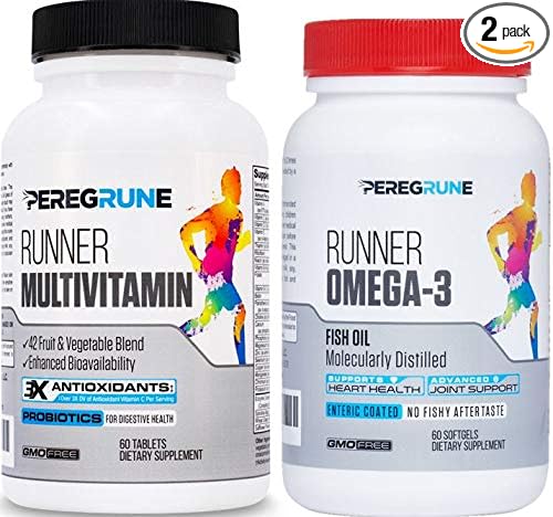 Runner Multivitamin &amp Omega-3 Bundle | Designed for Runners with Antioxidants &amp Complete B-Complex to Support Energy &amp Recovery | Omega-3 to Support Heart &amp Joint Health | Non-GMO