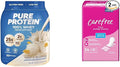 Pure Protein Powder Whey High Protein Low Sugar Gluten Free Vanilla Cream 1.75 lbs &amp Carefree Panty Liners Regular Liners Wrapped Unscented 54ct (Packaging May Vary)