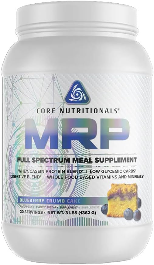 Core Nutritionals MRP Full Spectrum Meal Replacement | Whey Protein Blend + Low Glycemic Carb Blend | 27g Protein | 3 Pound (Blueberry Crumb Cake)