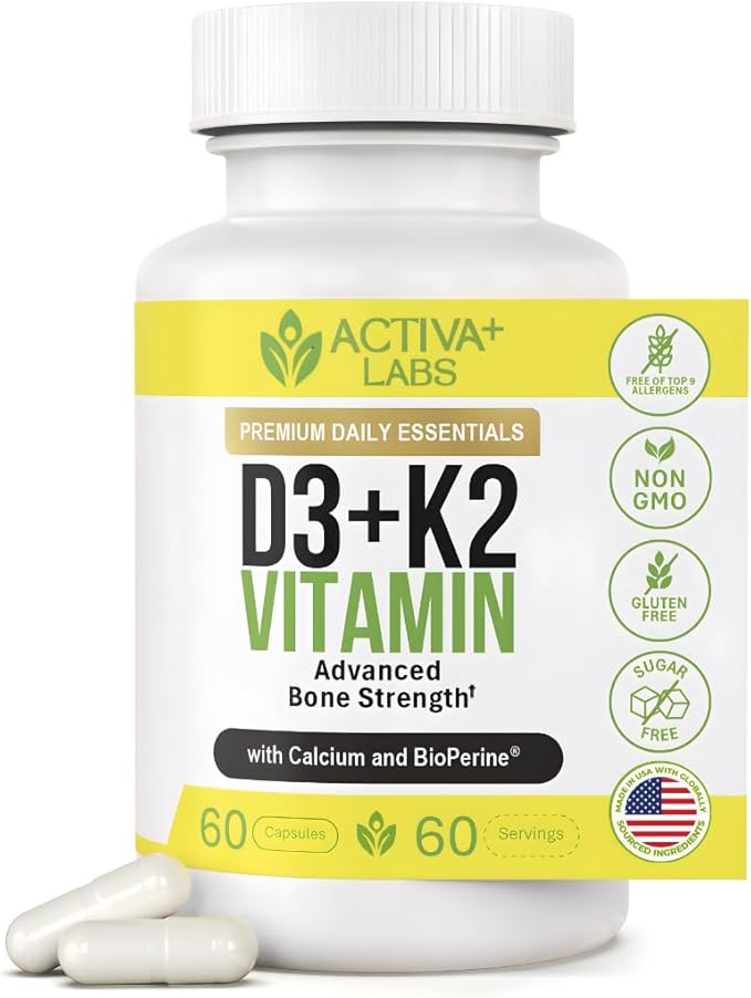 Daily Wellness Bundle — 1x Vitamin D3 + K2 &amp 2X Immunity Boosters | Supports Bones Immune Health &amp Vitality | Non-GMO Gluten-Free Sugar-Free Made in USA
