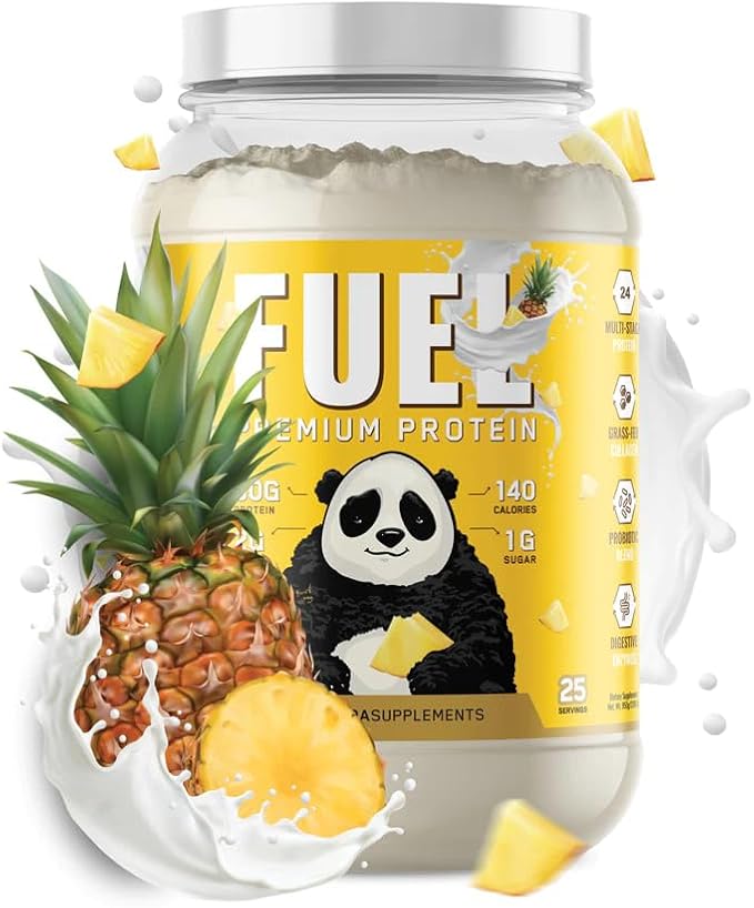 Underground Bio Labs Panda Fuel Premium Protein WheyHydrolyzed CollagenCaseinProbiotics Enzymes Keto FriendlyTime Release 25 Servings (2.5 Pound Pineapple Whip)