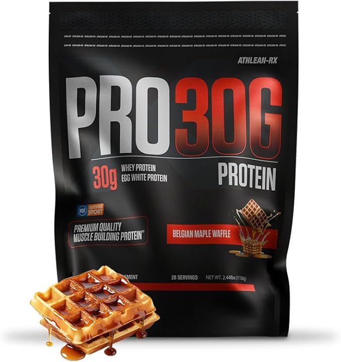 ATHLEAN-X PRO-30G Premium Whey Protein Isolate Powder Belgian Maple Waffle Gluten-Free Low Sugar 30g of High Protein Powder for Muscle Recovery &amp Growth