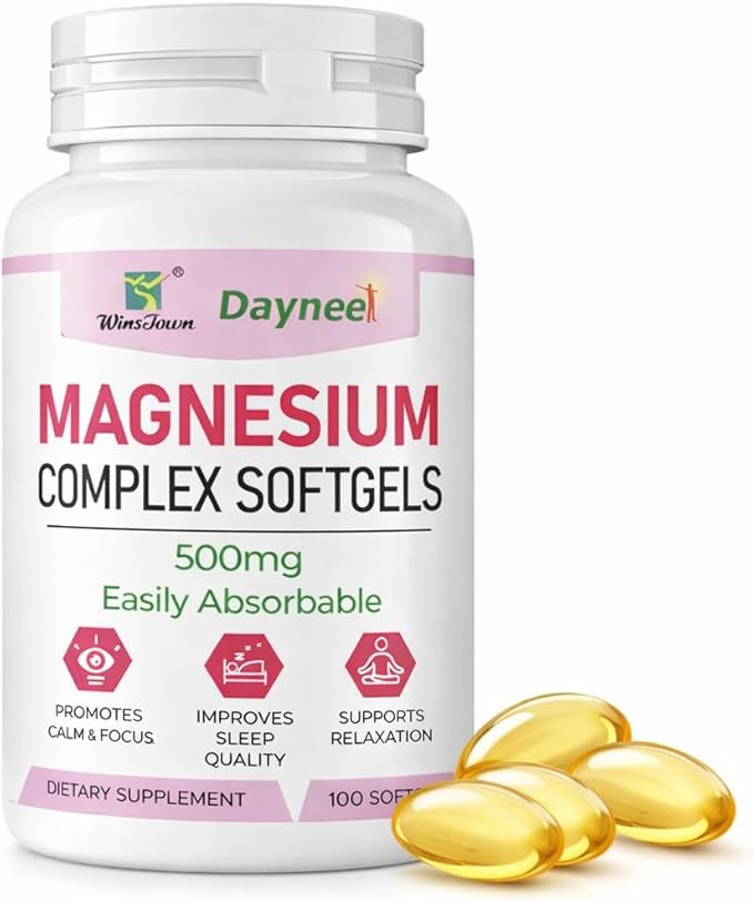 Magnesium Complex Softgels 500mg–Magnesium Supplement for Sleep Relaxation&ampMuscle Support–Easy-to-Swallow Softgels–Daily Magnesium for Calm&ampWellness 100 Count