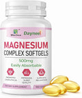 Magnesium Complex Softgels 500mg–Magnesium Supplement for Sleep Relaxation&ampMuscle Support–Easy-to-Swallow Softgels–Daily Magnesium for Calm&ampWellness 100 Count