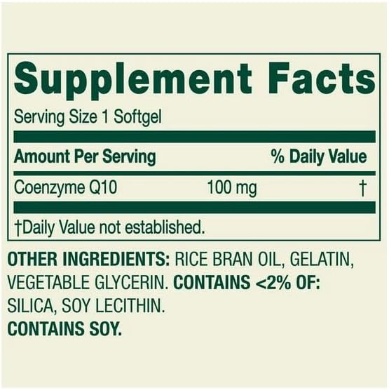 Rapid-Release CoQ10 Dietary Supplement 100 mg 30 Count